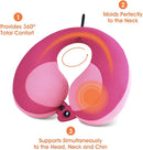 INFANZIA Kids Chin Supporting Travel Neck Pillow, Helps Support Head and Neck, Comfortably Designed for Head, Neck, and Chin Support - Gifts for Toddler/Child/Kids, Pink by TinyTreasures Baby Boutique