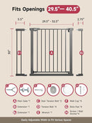 29.5-40.5" Baby Gate for Stairs, Dog Gate for Doorways, Walk Thru Auto Close Metal Baby Safety Gate for The House, Stairs and Doorways, Child Gate Pressure Mounted, Pet Gate for Dog Indoor - Black by TinyTreasures Baby Boutique