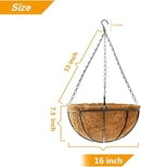 Hanging Plant Basket Flower Holder (2pack, 16 inch)-Metal Wire Round Hanging Basket Planter with Coco Fiber Liners for Plants Flower Pots Outdoor Garden Porch and Balcony Decor by GreenHaven Gardens