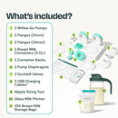 Willow - Go Double Hands Free Breast Pump w/Milk Bags and Glass Milk Pitcher Bundle by TinyTreasures Baby Boutique