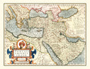 Vintage Map of Turkey, Saudi Arabia, Iraq & Syria 1623