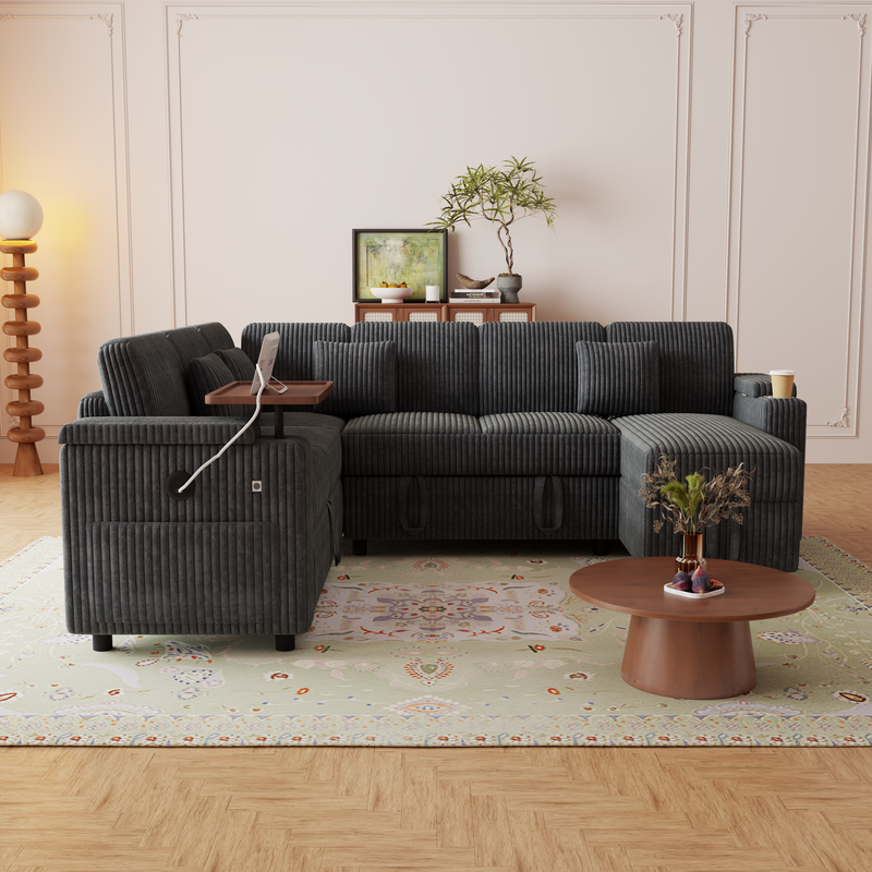 100-Inch Pull-Out Sofa with USB Ports and Cup Holder, photo 6 of 10