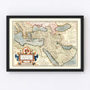 Vintage Map of Turkey, Saudi Arabia, Iraq & Syria 1623