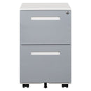 3 Drawer Mobile Locking File Cabinet, Rolling Filing Cabinet For Letter / A4 Size With 5 Wheels - Gray by Unique Piece Furniture