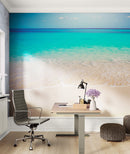 Tropical White Sand Paradise Beach Ocean Wave Scenery Wall Mural.