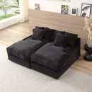 74.8" Modern Luxury Twins Sofa Couch for Living Room Quality Corduroy Upholstery Sleeper Sofa Bed Daybed Black