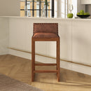 Gavin Mid-Century Modern 25'' Solid Wood Genuine Leather Counter Stool