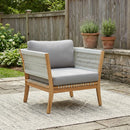 30.3" Outdoor Acacia Wood Patio Chair with Woven Rope Accents by HouseOfZazla
