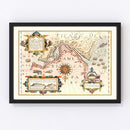 Vintage Map of Chile And Argentina 1623