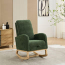 25.4"W Rocking Chair for Nursery, High Back Glider Chair with Retractable Footrest, Side Pocket, Rocking Accent Armchair with Rubber Wood Legs for Living Room/Bedroom.Green