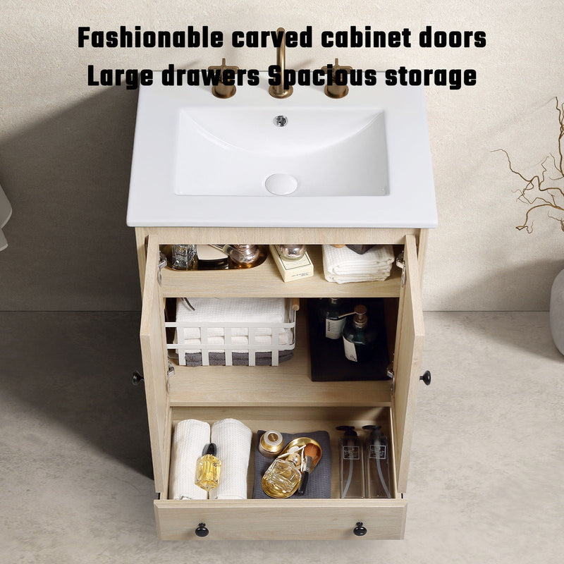 Bathroom Vanity With Basin, 1 Drawer Free Standing Storage - Brown, photo 8 of 12