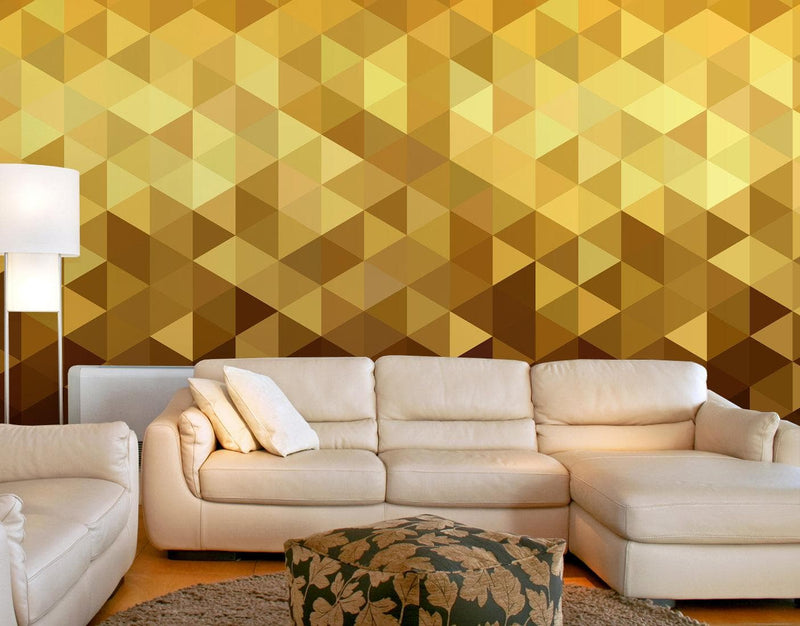 Gold Poly Triangle Geometric Elegant Peel and Stick Wallpaper | Removable Wall Mural