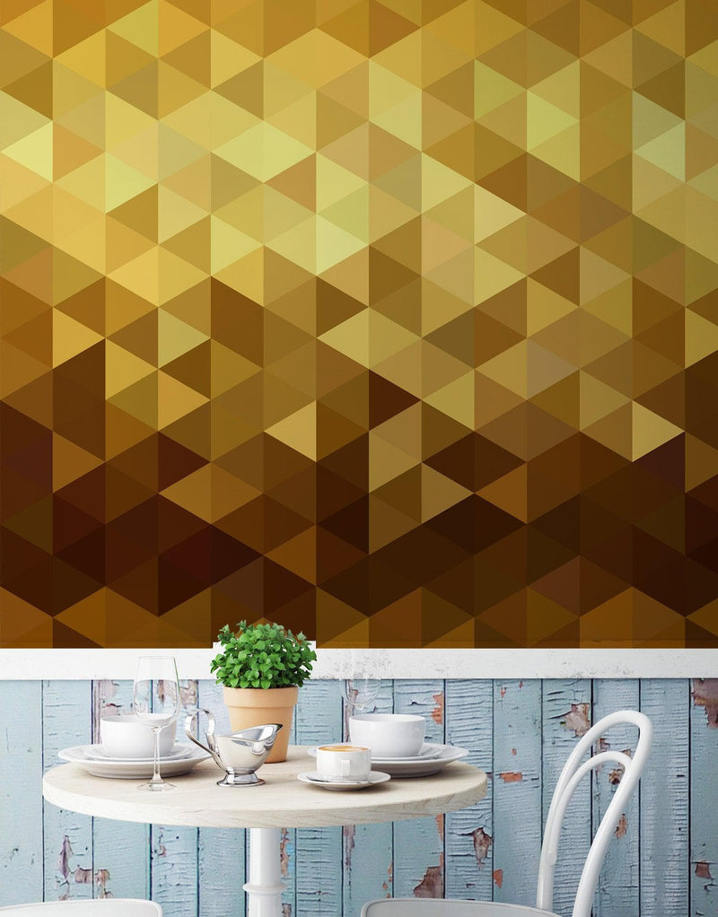 Gold Poly Triangle Geometric Elegant Peel and Stick Wallpaper | Removable Wall Mural