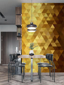 Gold Poly Triangle Geometric Elegant Peel and Stick Wallpaper | Removable Wall Mural