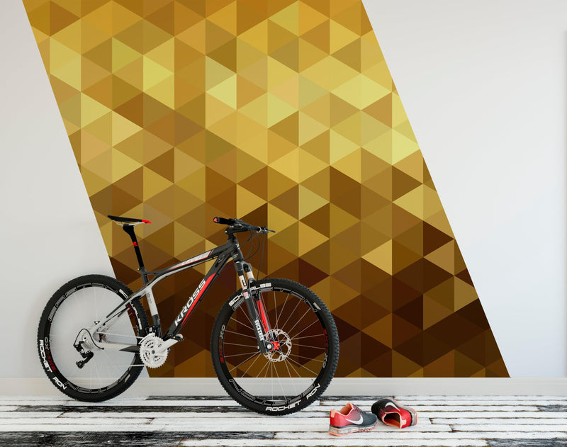 Gold Poly Triangle Geometric Elegant Peel and Stick Wallpaper | Removable Wall Mural