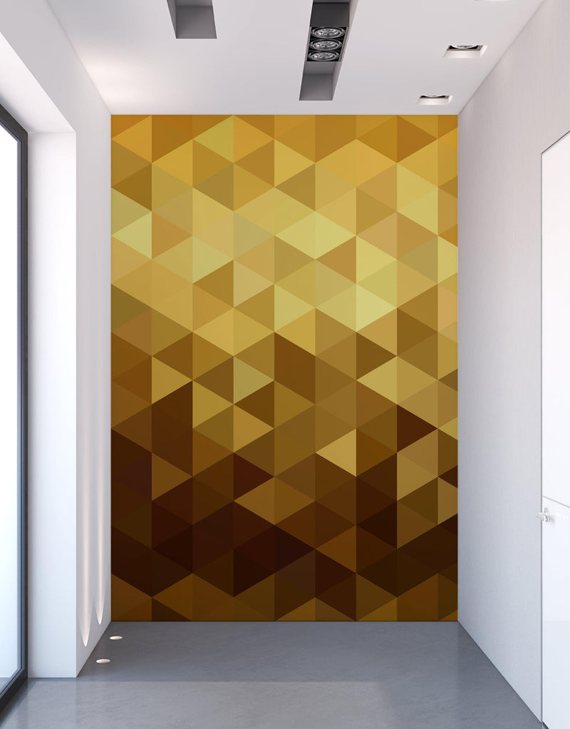 Gold Poly Triangle Geometric Elegant Peel and Stick Wallpaper | Removable Wall Mural