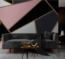 Modern Decor Gold, Black and Pink Mosaic Peel and Stick Wallpaper | Removable Wall Mural