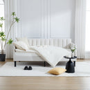 Elena - Boucle Upholstered Daybed, Ribbed Tufted Backrest by HouseOfZazla