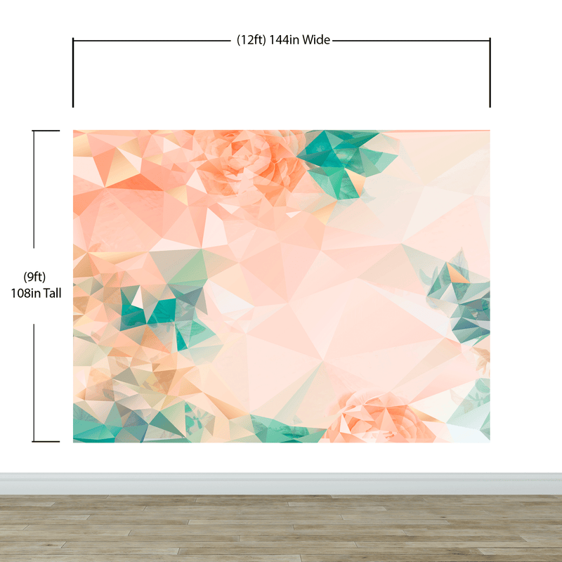 Geometric Pink Flower Pattern Peel and Stick Wallpaper | Removable Wall Mural