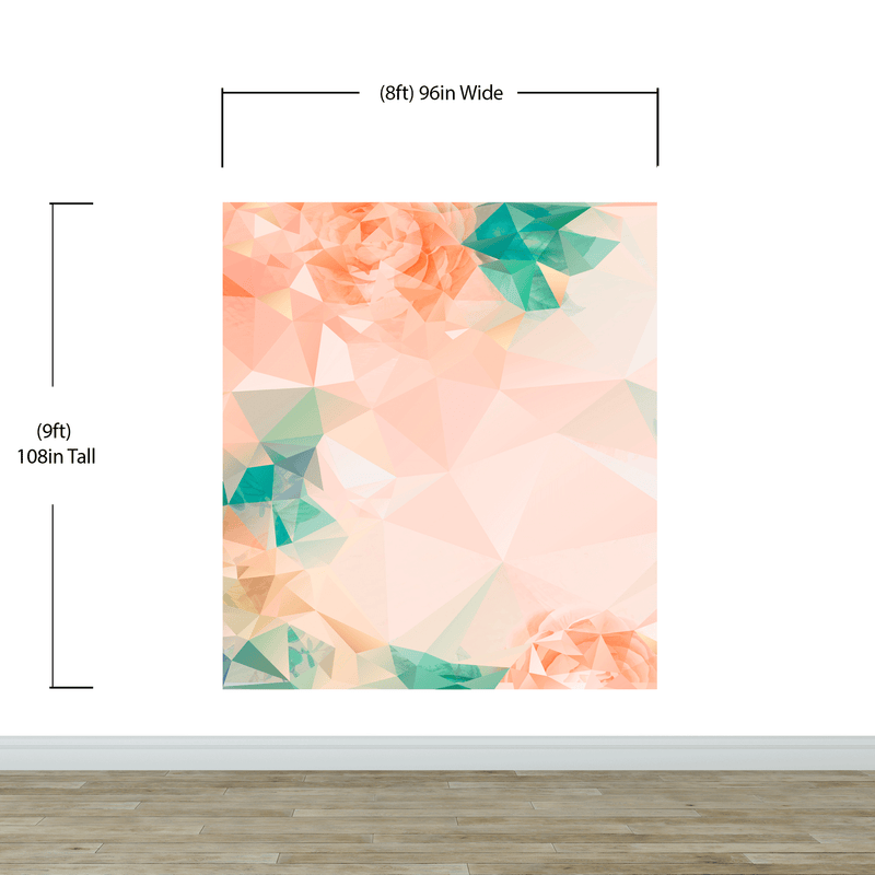 Geometric Pink Flower Pattern Peel and Stick Wallpaper | Removable Wall Mural