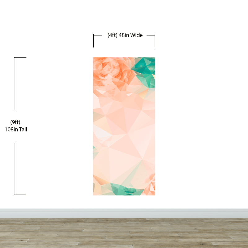 Geometric Pink Flower Pattern Peel and Stick Wallpaper | Removable Wall Mural