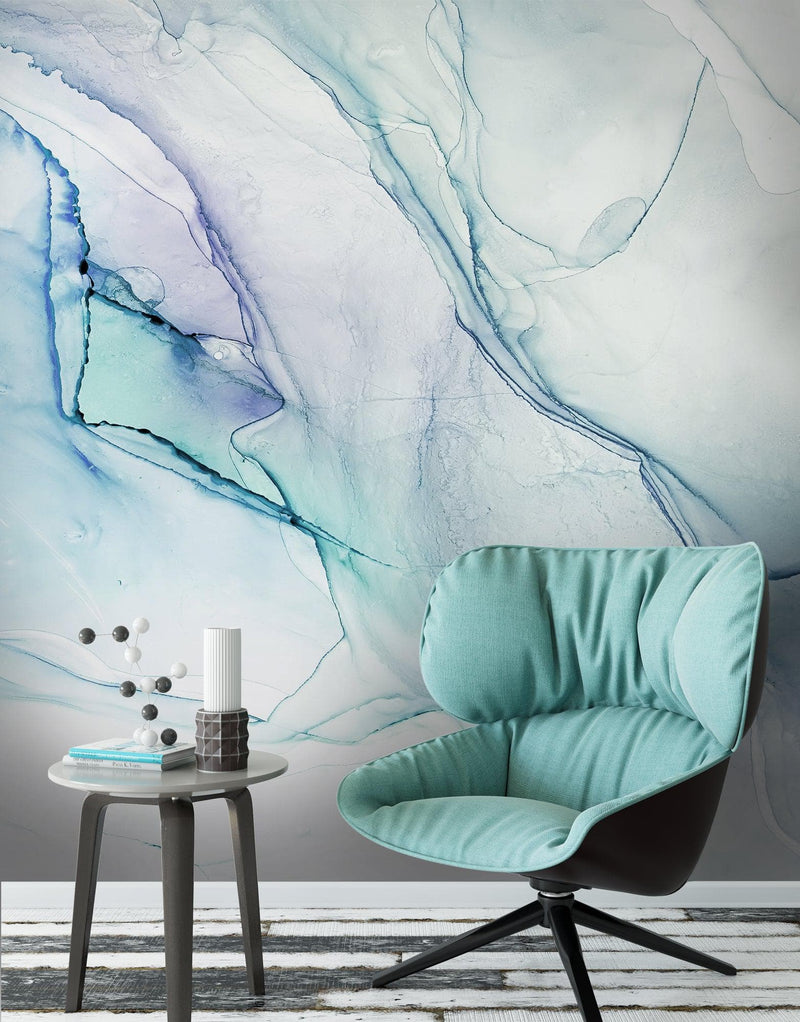 Abstract Ink Pattern Peel and Stick Wallpaper. Removable Wall Mural. (Blue, Green, Purple)