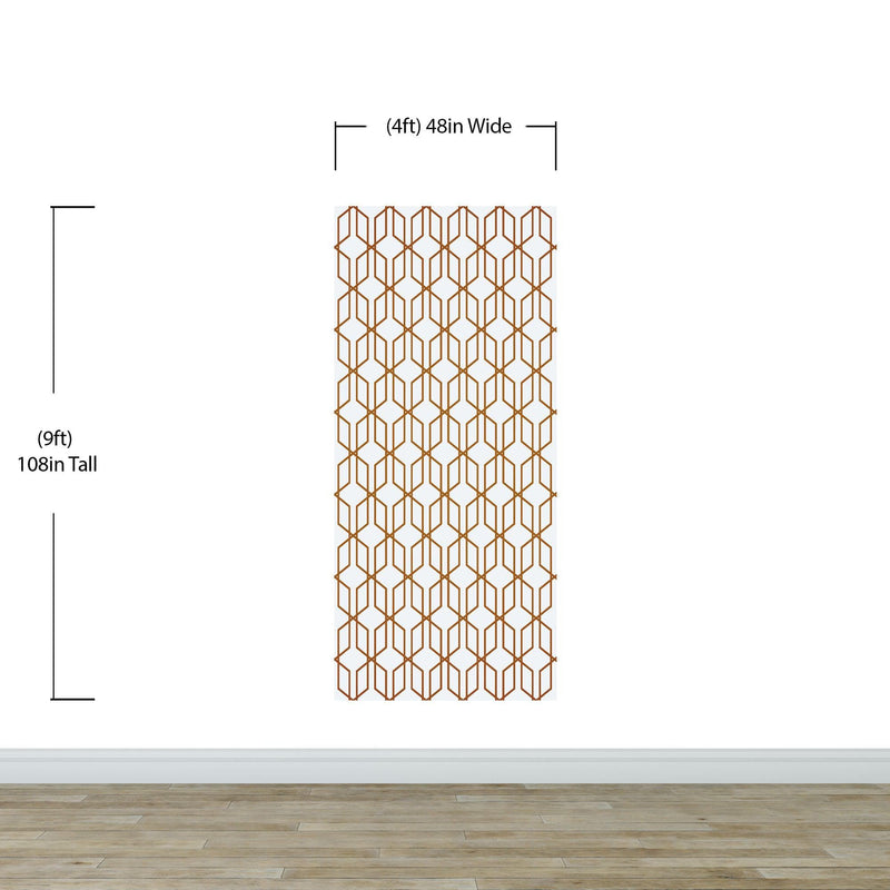 Modern Geometric Shape 3D Hexagon Bronze Lines Peel and Stick Wallpaper | Removable Wall Mural