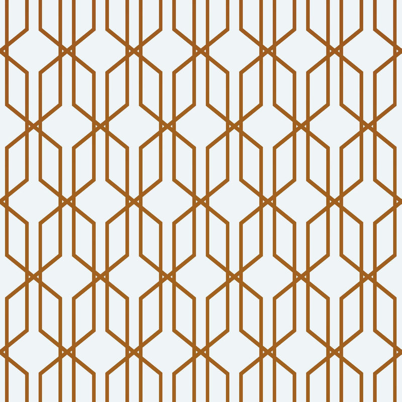 Modern Geometric Shape 3D Hexagon Bronze Lines Peel and Stick Wallpaper | Removable Wall Mural