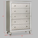 5 Drawer Bedroom Chest With Diamond Patterned Fronts - Silver by HouseOfZazla