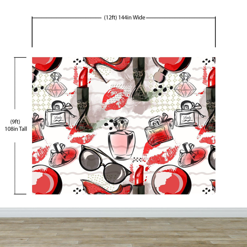 Fashion Cosmetic Make-up Peel and Stick Wallpaper | Removable Wall Mural