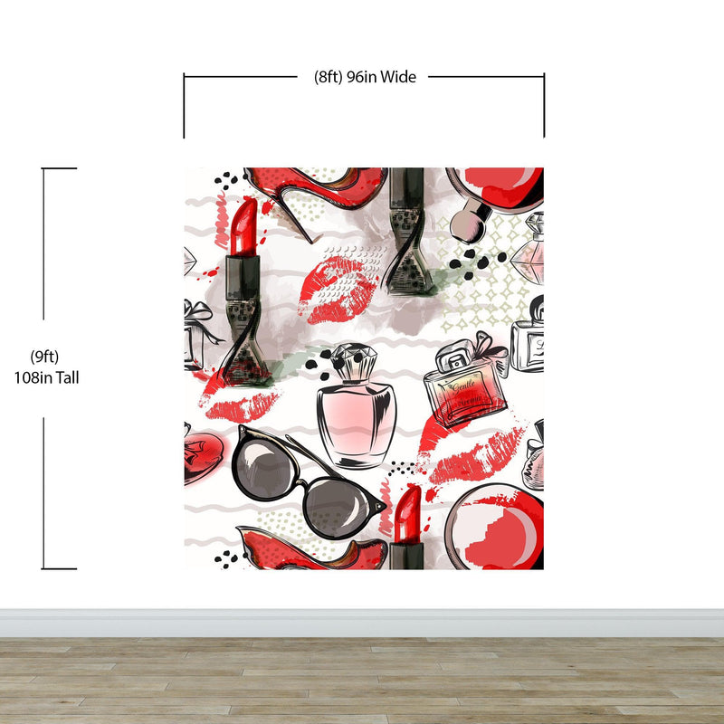 Fashion Cosmetic Make-up Peel and Stick Wallpaper | Removable Wall Mural