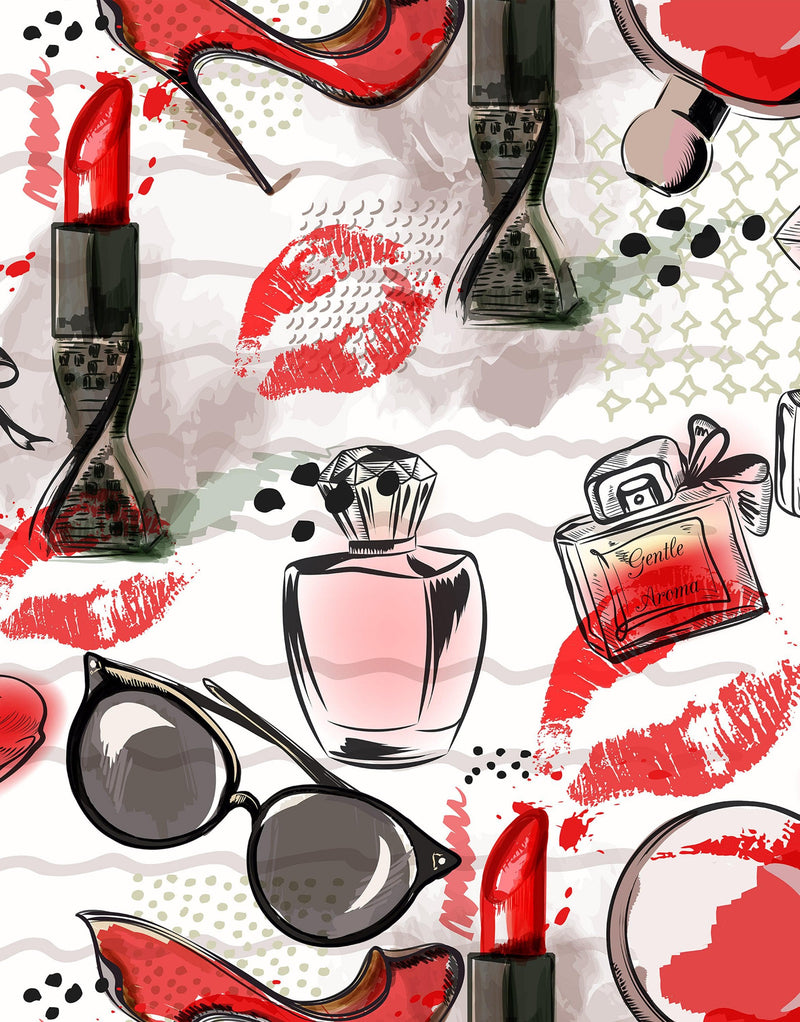 Fashion Cosmetic Make-up Peel and Stick Wallpaper | Removable Wall Mural