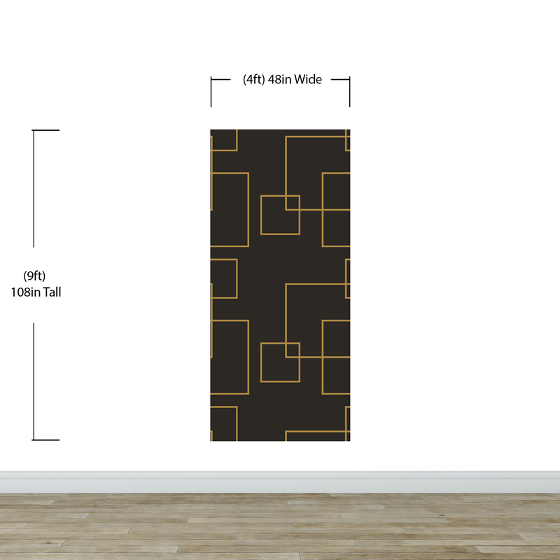 Dark Brown and Gold Square Geometric Pattern Peel and Stick Wallpaper | Removable Wall Mural