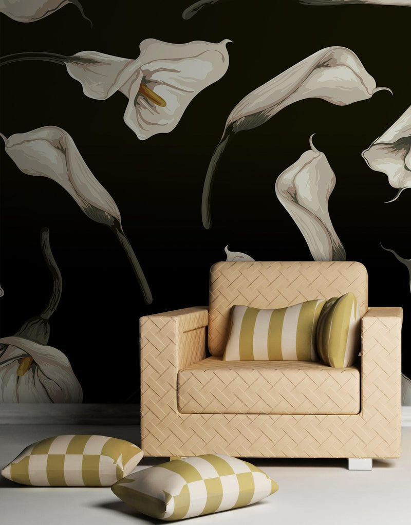 Elegant Rustic Tulip Flower Peel and Stick Wallpaper | Removable Wall Mural