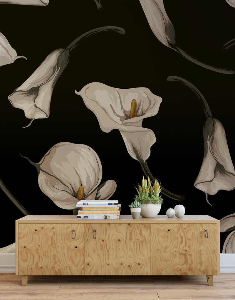 Elegant Rustic Tulip Flower Peel and Stick Wallpaper | Removable Wall Mural