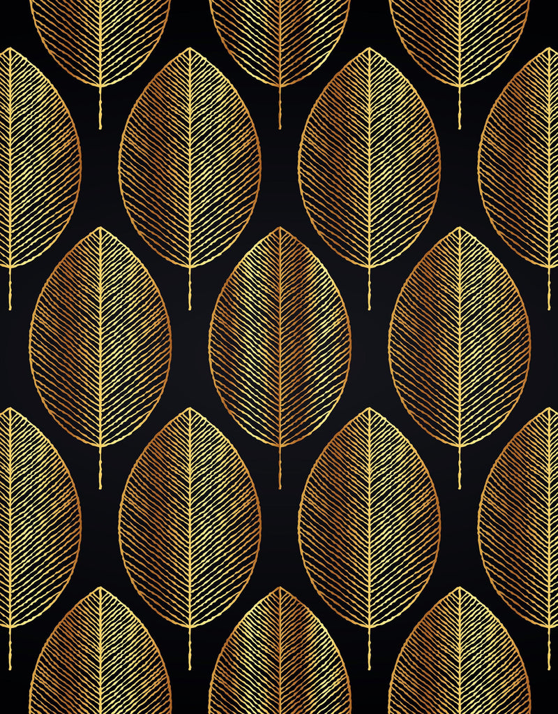 Gold Leave Autumn Pattern Peel and Stick Wallpaper | Removable Wall Mural