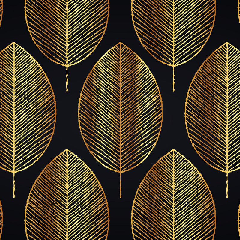 Gold Leave Autumn Pattern Peel and Stick Wallpaper | Removable Wall Mural