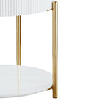 Daveigh - High Gloss End Table - Gold / White by HouseOfZazla