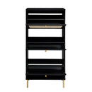 Modern Rattan 3 Door Shoe Rack Cabinet for Entryway