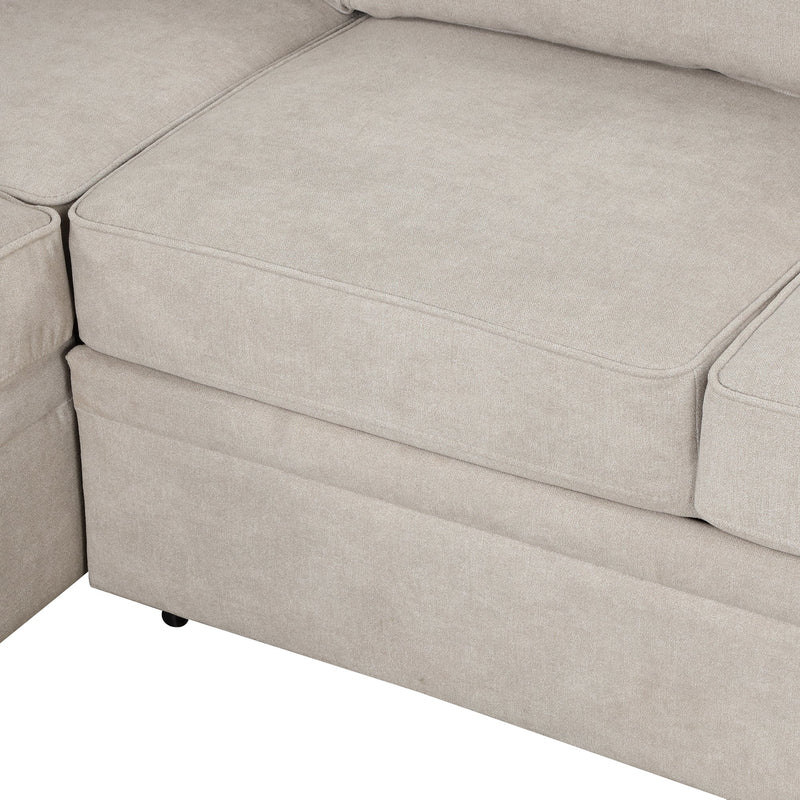 87.4" Sleeper Sofa Bed, 2 in 1 Pull Out sofa bed L Shape Couch with Storage Ottoman for Living Room, Bedroom Couch and Small Apartment, Beige