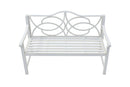Outdoor Garden Patio Bench With Backrest And Armrest, Slatted Seat For Park, Yard & Porch, Balcony, Accommodates 2 - 3 People - White by HouseOfZazla