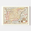 Vintage Map of Spain 1623