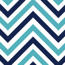 Seaside Chic Decor. Navy Blue and Teal Chevron Pattern Wallpaper.