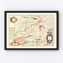 Vintage Map of Castille Spain, 1623