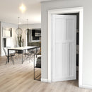 36" x 80" Five Panel Wood Primed Standard Door Slab, DIY Unfinished Solid Wood Paneled Door, Interior Single Door Slab