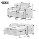 Pull Out Loveseat Sofa With Adjsutable Backrest, 2 Pillows, Cup Holders, USB Ports For Living Room by Unique Piece Furniture