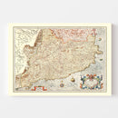 Vintage Map of Catalonia Spain , 1623