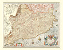 Vintage Map of Catalonia Spain , 1623