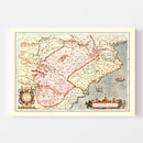 Vintage Map of Aragon & Catalonia Spain, 1623
