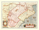 Vintage Map of Aragon & Catalonia Spain, 1623